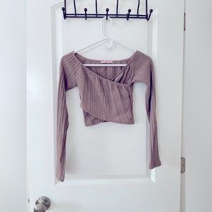 Blue Blush cropped crossed shirt